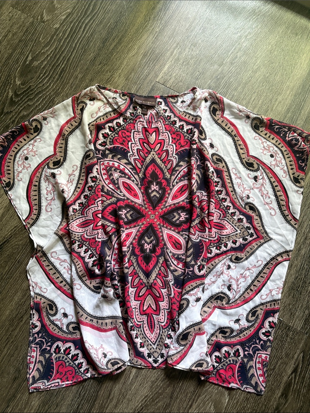 Dana Buchman Boho Paisley Print Sheer Scarf Top